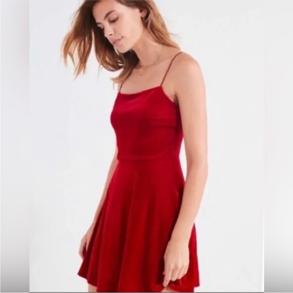 Urban Outfitters Red Velvet Mini Dress